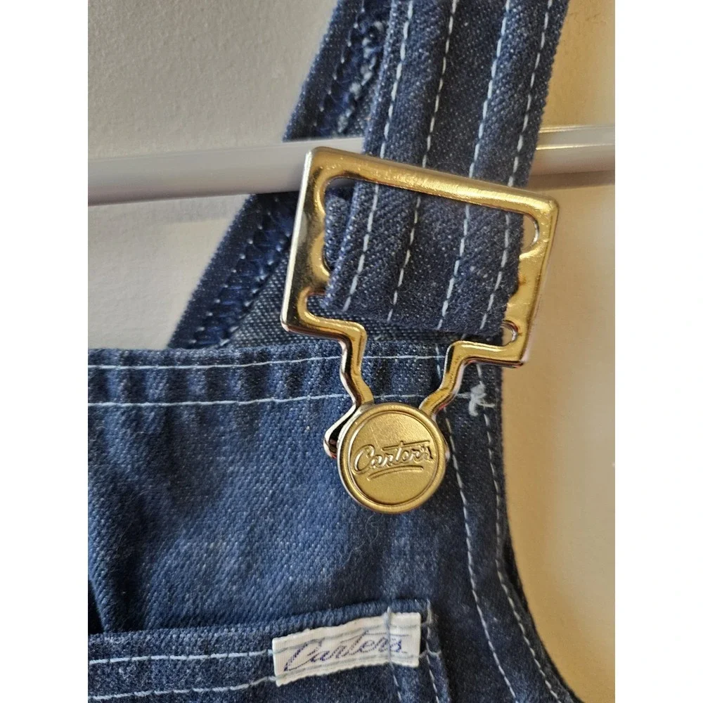 Vintage Carter's Denim Baby Overalls 12 Months‎ Made in USA Gold Hardware Red...